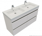 1200 Brookfield Wall Hung Double Basin Vanity (4 Drawer) - Specify Colour & Basin