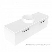 1500 Harrow Luxe Wall Hung Single Basin Vanity (2 Drawer) - Specify Colour & Slab Top