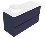 1200 Oxley Luxe Wall Hung Offset Left Basin Vanity (4 Drawer) - Specify Colour & Slab Top