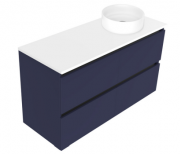 1200 Oxley Luxe Wall Hung Offset Right Basin Vanity (4 Drawer) - Specify Colour & Slab Top