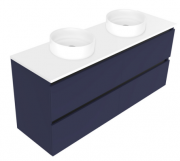 1500 Oxley Luxe Wall Hung Double Basin Vanity (4 Drawer) - Specify Colour & Slab Top