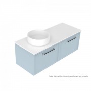 1200 Francisco Luxe Wall Hung Offset Left Basin Vanity (2 Drawer) - Specify Colour & Drawer Front &
