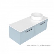 1200 Francisco Luxe Wall Hung Offset Right Basin Vanity (2 Drawer) - Specify Colour & Drawer Front &