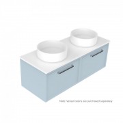 1200 Francisco Luxe Wall Hung Double Basin Vanity (2 Drawer) - Specify Colour & Drawer Front & Slab