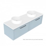 1500 Francisco Luxe Wall Hung Double Basin Vanity (2 Drawer) - Specify Colour & Drawer Front & Slab