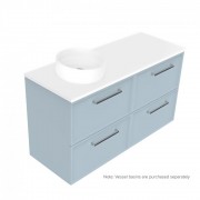 1200 Francisco Luxe Wall Hung Offset Left Basin Vanity (4 Drawer) - Specify Colour & Drawer Front &