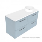 1200 Francisco Luxe Wall Hung Offset Right Basin Vanity (4 Drawer) - Specify Colour & Drawer Front &