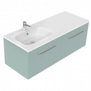 1200 Harrow Wall Hung Offset Left Basin Vanity (2 Drawer) - Specify Colour & Basin