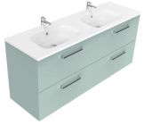 1500 Harrow Wall Hung Double Basin Vanity (4 Drawer) - Specify Colour & Basin