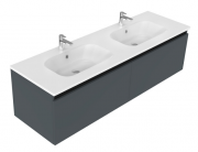 1500 Oxley Wall Hung Double Basin Vanity (2 Drawer) - Specify Colour & Basin