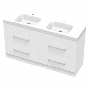 CASHMERE BOLERO 1500 DB DOUBLE DRAWER FLOOR WHITE MELAMINE