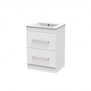 CASHMERE 600 DOUBLE DRAWER FLOOR WHITE MELAMINE