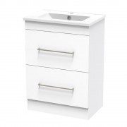 CASHMERE SLIM 600 DOUBLE DRAWER FLOOR WHITE MELAMINE