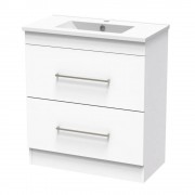 CASHMERE SLIM 750 DOUBLE DRAWER FLOOR WHITE MELAMINE