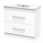 CASHMERE SLIM 900 DOUBLE DRAWER FLOOR WHITE MELAMINE