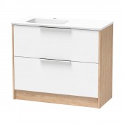 NIKAU GROVE 1000 LEFT HAND BOWL DOUBLE DRAWER FLOOR ULTRA GLOSS WHITE/COLOUR