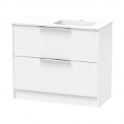 NIKAU GROVE 1000 RIGHT HAND BOWL DOUBLE DRAWER FLOOR ULTRA GLOSS WHITE