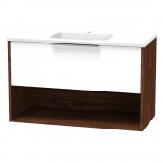 NIKAU GROVE 1000 LEFT HAND BOWL DRAWER OPEN ULTRA GLOSS WHITE/COLOUR