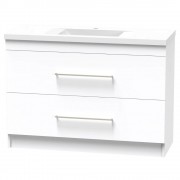 CASHMERE NORFOLK 1200 DOUBLE DRAWER FLOOR WHITE MELAMINE