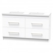 CASHMERE NORFOLK 1500 DB DOUBLE DRAWER FLOOR WHITE MELAMINE