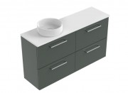 1200 Harrow Slim Luxe Wall Hung Left hand Offset Basin Vanity (4 Drawer)