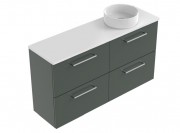 1200 Harrow Slim Luxe Wall Hung Right hand Offset Basin Vanity (4 Drawer)