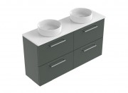 1200 Harrow Slim Luxe Wall Hung Double Basin Vanity (4 Drawer)