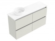 1200 Oxley Slim Luxe Wall Hung Left Hand Offset Basin Vanity (4 Drawer)