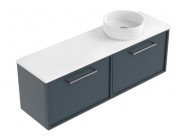 1200 Francisco Slim Luxe Wall Hung Right Hand Offset Basin Vanity (2 Drawer)