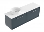 1200 Francisco Slim Luxe Wall Hung Left Hand Offset Basin Vanity (2 Drawer)
