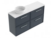 1200 Francisco Slim Luxe Wall Hung Left Hand Offset Basin Vanity (4 Drawer)