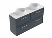 1200 Francisco Slim Luxe Wall Hung Double Basin Vanity (4 Drawer)
