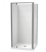 SIERRA 1000X900 2 SIDED 1000 DOOR- TILED WALL- SATIN-CENTRE WASTE