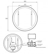 Broadway 800 Round Mirror With LED Lighting And Demister