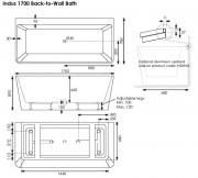 Indus 1700 Freestanding Back-To-Wall Bath in Gloss Black