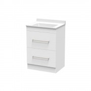 CASHMERE STATESMAN 600 DOUBLE DRAWER FLOOR WHITE MELAMINE
