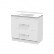 CASHMERE STATESMAN 900 DOUBLE DRAWER FLOOR WHITE MELAMINE