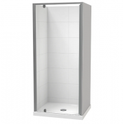 SIERRA 900X760 3 SIDED 900 DOOR- TILED WALL- SATIN-CENTRE WASTE