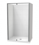 SIERRA 1200x900 3 SIDED - TILED WALL- SATIN-CENTRE WASTE