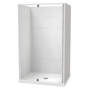 SIERRA 1200x900 3 SIDED- TILED WALL - WHITE - CENTRE WASTE