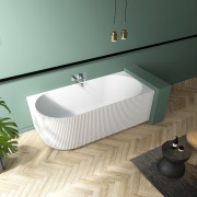 Willow 1500 Right Corner Back to Wall Bath - Matte White