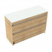 1200 Vega Floor Standing Left Hand Offset Basin Vanity (4 Drawer) - Specify Colour & Select Slab Top