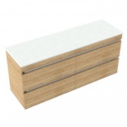 1500 Vega Wall Hung Left Hand Offset Basin Vanity (4 Drawer) - Specify Colour & Select Slab Top