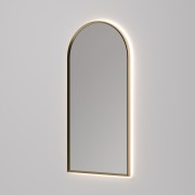 AURA LED SENSOR DEMISTER MIRROR - ARCH - 500X1050 - BRUSHED BRASS