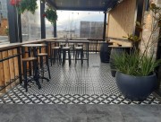 Artisan Deco Uno with Artisan Deco Cinque and Cross Cut Black 600x600mm at The Crown Bar & Beer Garden, Queenstown