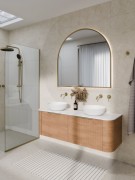AURA LED SENSOR DEMISTER MIRROR - ARCH - 1150X1100 - BRUSHED BRASS