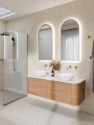 AURA LED SENSOR DEMISTER MIRROR - ARCH - 500X1050 - BRUSHED BRASS