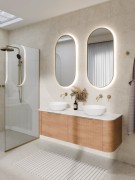 AURA LED SENSOR DEMISTER MIRROR - OVAL - 500X1050 - BRUSHED BRASS