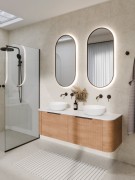 AURA LED SENSOR DEMISTER MIRROR - OVAL - 500X1050 - BRUSHED BRONZE