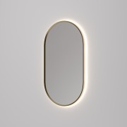 AURA LED SENSOR DEMISTER MIRROR - OVAL - 500X1050 - BRUSHED BRASS